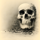 Skull Waterfall Hybrid Image