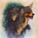 Hybrid Image of a Dog and a Starry Sky